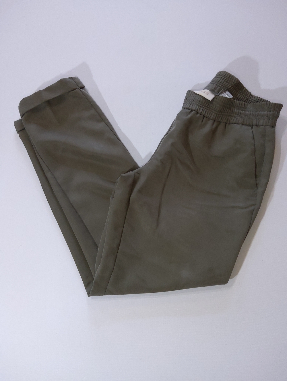 Chicos Track Pants Womens 00 Olive Green Rolled Hem Athleisure Loungewear (FLAW)